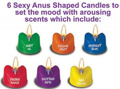 Rainbow Burning Love 6 Sexy Anus Shaped Candles - - Party Gifts and Novelties