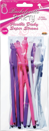 Bachelorette Party Dicky Straws 10 Pack 12 Inch - - Party Gifts and Novelties
