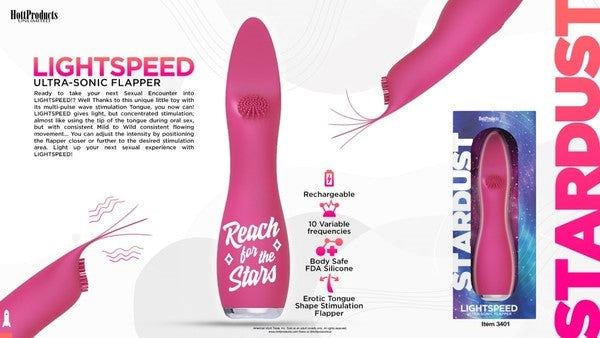 Star Dust Lightspeed Ultrasonic Flapper 10 Function G Spot Vibrator - - G-Spot Vibrators