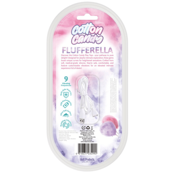 Hott Products Flufferella 9 Function Rechargeable G Spot Vibrator Cotton Candy - - G-Spot Vibrators