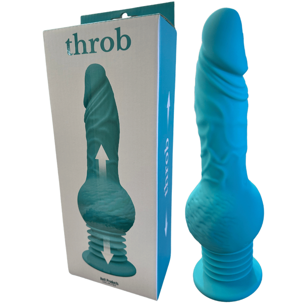 Hott Products Throb 10 Function Thrusting Dildo Vibrator Teal - - Vibrating Dildos