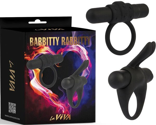 La Viva Babbitty Rabbitty Stretchy Silicone Cock Ring Black - - Stretchy Cock Rings