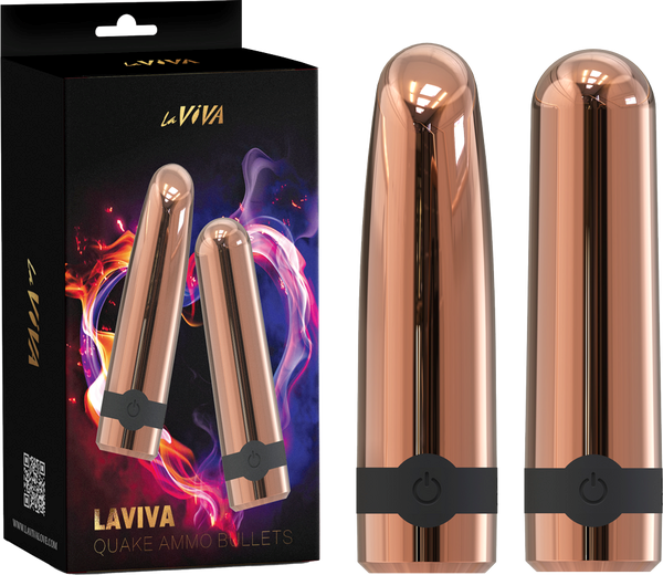 La Viva Quake Ammo 10 Function Bullet Vibrator Rose Gold - - Bullet Vibrators