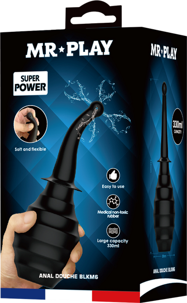 Mr Play Large Capacity Anal Douche BLKM6 Black - - Enemas and Douches