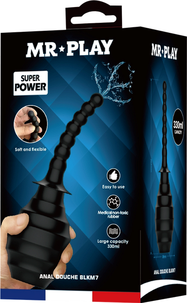 Mr Play Anal Douche BLKM7 With Flexible Nozzle Black - - Enemas and Douches