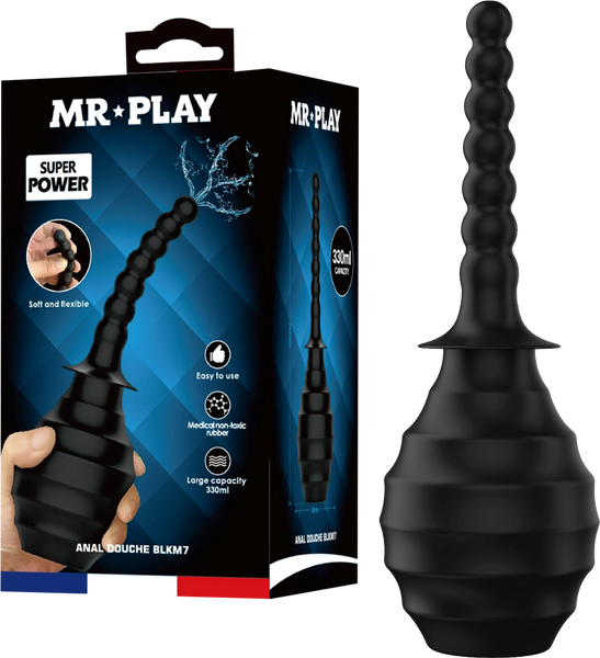 Mr Play Anal Douche BLKM7 With Flexible Nozzle Black - - Enemas and Douches