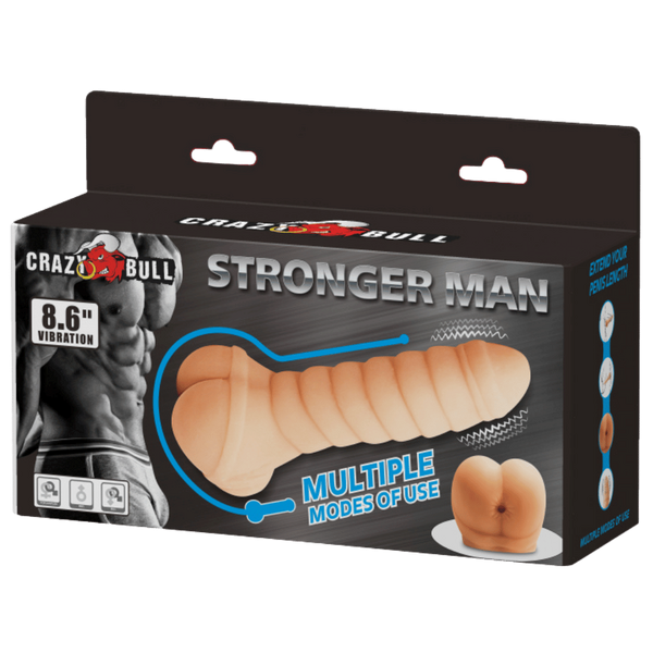 Crazy Bull Stronger Man 8.6 Inches Vibrating Mens Masturbator Flesh - - Masturbators and Strokers