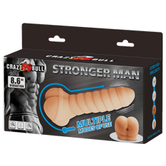 Crazy Bull Stronger Man 8.6 Inches Vibrating Mens Masturbator Flesh - - Masturbators and Strokers