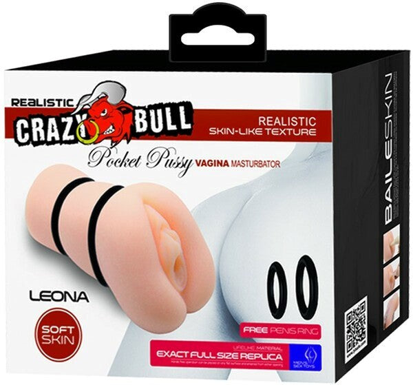 Crazy Bull Leona Pocket Pussy Mens Pleasure Stroker - - Masturbators and Strokers