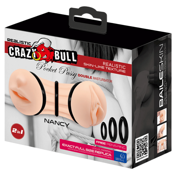 Crazy Bull Nancy Pocket Pussy Double Ended Male Masturbator Flesh - - Realistic Butts And Vaginas