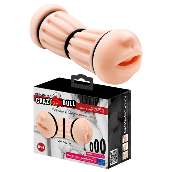 Crazy Bull Nancy Pocket Pussy Double Ended Male Masturbator Flesh - - Realistic Butts And Vaginas