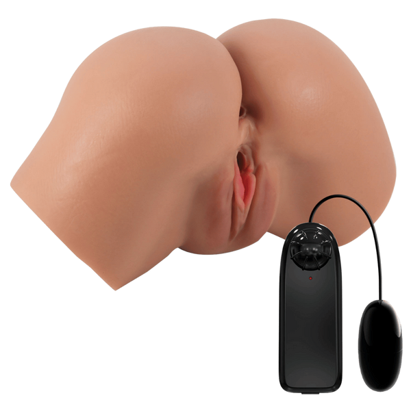 Crazy Bull Hailey Double Entry Realistic Vibrating Male Masturbator Tan - - Realistic Butts And Vaginas