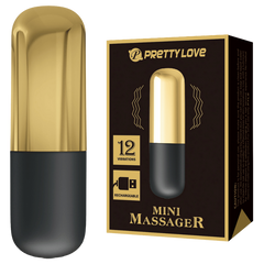 Pretty Love Rechargeable 12 Function Mini Bullet Massager Gold - - Bullet Vibrators