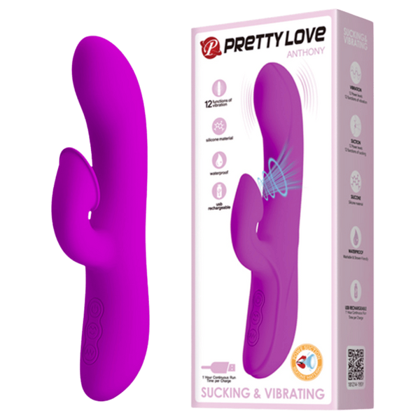 Pretty Love Anthony Rechargeable Sucking & Vibrating Rabbit Massager Purple - - Rabbit Vibrators