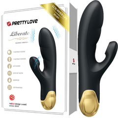 Pretty Love Naughty Play Waterproof Rechargeable Rabbit Massager Black - - Rabbit Vibrators