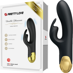 Pretty Love Double Pleasure 7 Function Rechargeable Rabbit Vibrator Black - - Rabbit Vibrators
