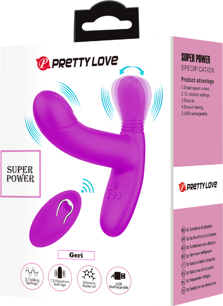 Pretty Love Geri Rechargeable 12 Function G Spot & Clitoral Vibrator Purple - - G-Spot Vibrators