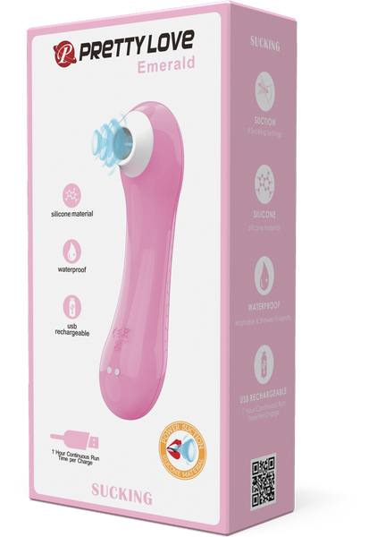 Pretty Love Rechargeable Sucking Emerald Clitoral Massager Light Pink - - Clit Ticklers and Pulsators