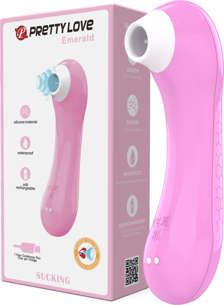Pretty Love Rechargeable Sucking Emerald Clitoral Massager Light Pink - - Clit Ticklers and Pulsators