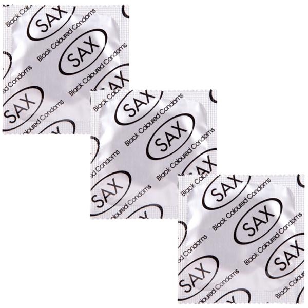 Sax Black Straight Shafted Smooth Latex Condoms 144 Pack Premium Protection - - Condoms