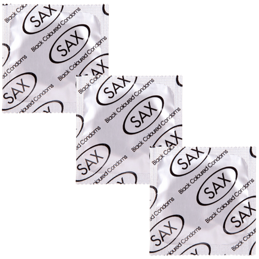 Sax Black Straight Shafted Smooth Latex Condoms 144 Pack - - Condoms