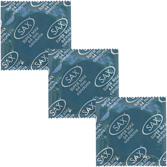 Sax Super Max Fit Smooth Latex Condoms 64mm 144 Pack - - Condoms