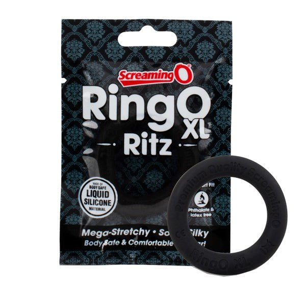 Screaming O RingO Ritz XL Stretchy Mens Cock Ring Black Enhanced Comfort - - Stretchy Cock Rings