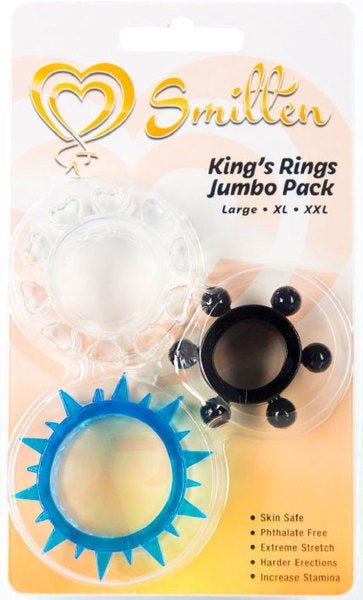 Smitten Kings Stretchy Cock Ring Jumbo 3 Pack - - Cock Ring Sets
