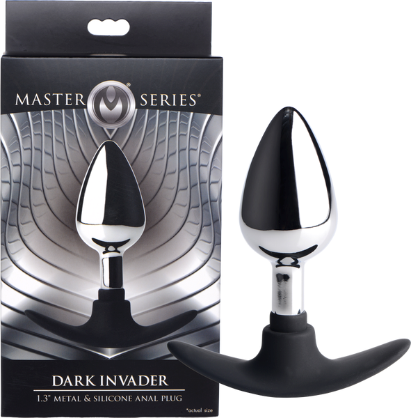 Master Series Dark Invader Metal & Silicone Anal Plug Medium - - Butt Plugs