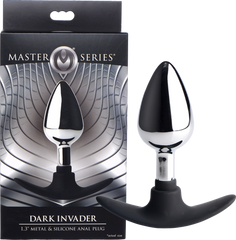 Master Series Dark Invader Metal & Silicone Anal Plug Medium - - Butt Plugs