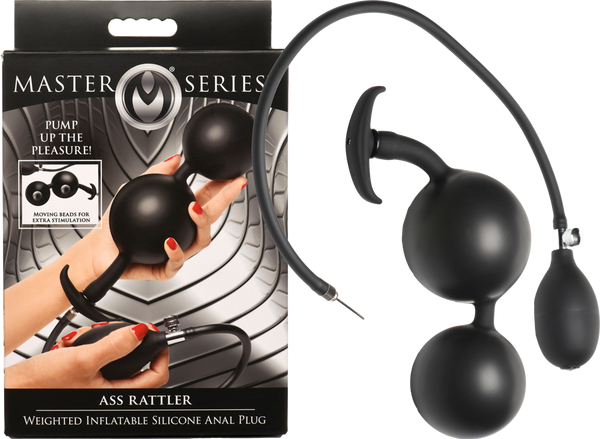 Master Series Ass Rattler Weighted Inflatable Silicone Anal Plug - - Butt Plugs