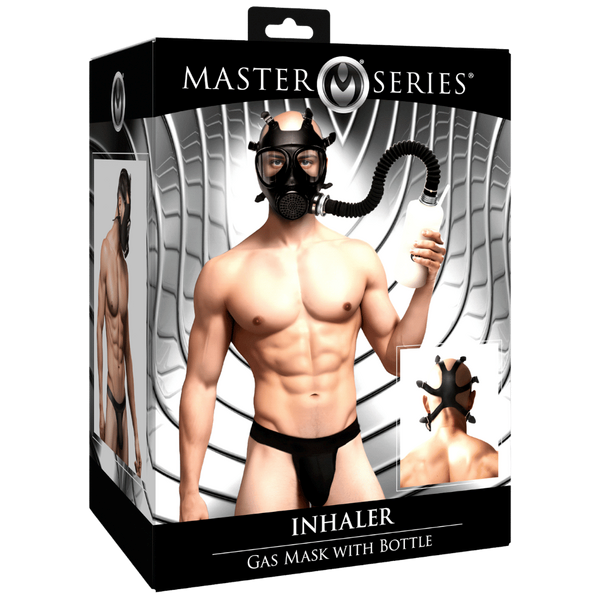 Master Series BDSM Play Inhaler Gas Mask With Bottle - - Bondage Hoods
