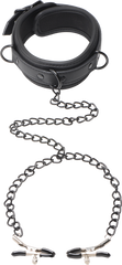Master Series Collared Temptress Collar With Nipple Clamps - - Nipple and Clit Clamps