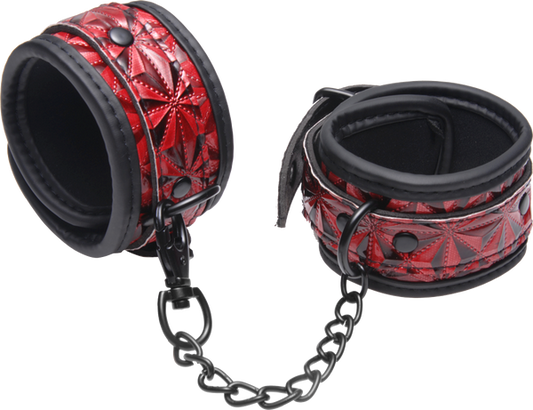 Master Series Crimson Tied Embossed Bondage Ankle Cuffs - - Cuffs And Restraints