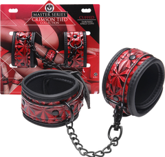 Master Series Crimson Tied Embossed Bondage Ankle Cuffs - - Cuffs And Restraints