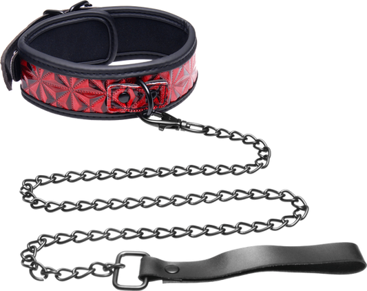 Master Series Crimson Tied Bondage Collar With Leash - - Collars and Leads