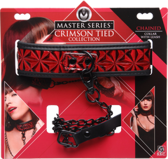 Master Series Crimson Tied Bondage Collar With Leash - - Collars and Leads