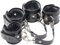 Master Series PU Leather Lined BDSM Play Wrist Cuffs - - Cuffs And Restraints