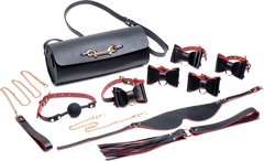 Master Series Bondage To Go Bow Bondage Set With Carry Case Black / Red - - Bondage Kits