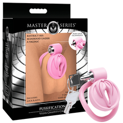 Master Series Pussification Vulva Male Chastity Cage - - Male Chastity