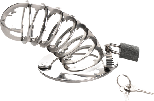 Master Series Stainless Steel Spiked Mens Chastity Cage - - Male Chastity