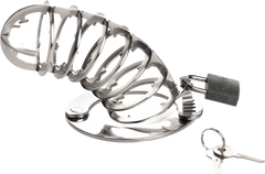 Master Series Stainless Steel Spiked Mens Chastity Cage - - Male Chastity