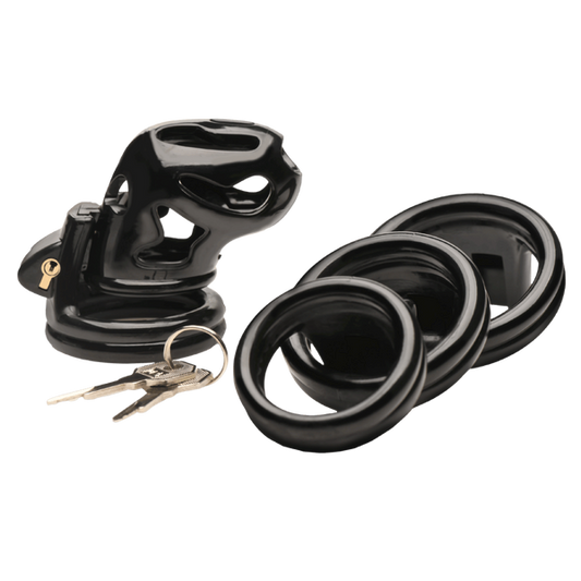 Master Series Hard Stop Double Ring Mens Chastity Cage - - Male Chastity