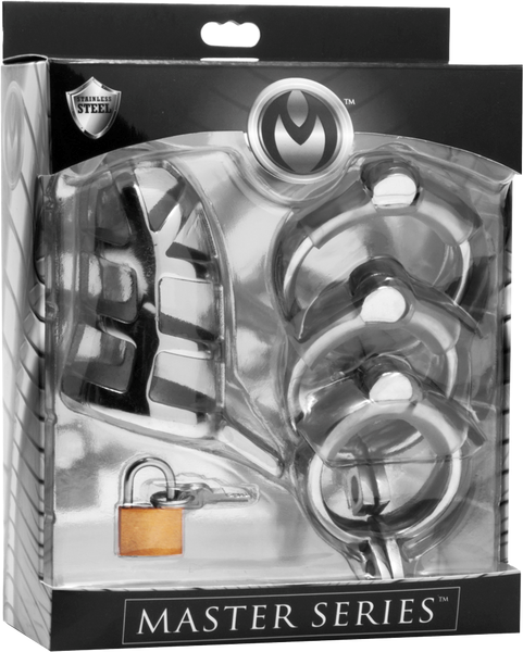 Master Series Stainless Steel Male Chastity Cock Cage - - Male Chastity