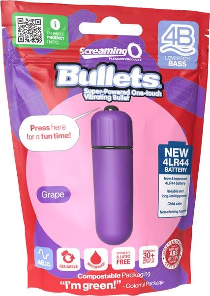 Screaming O 4B Low Pitch Bass Waterproof Bullet Vibrator Deep Resonance - - Bullet Vibrators