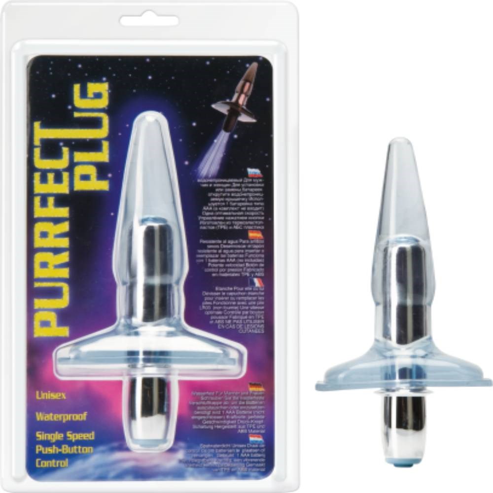 Seven Creations Unisex Purrfect Butt Plug With Internal Bullet Vibrator - - Butt Plugs