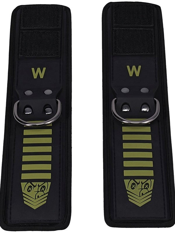 Doc Johnson Fort Troff Tactical Wrist Cuffs Black Green Velcro Bondage Restraints - - Cuffs And Restraints