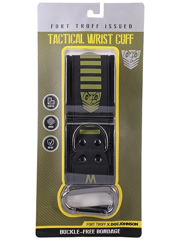 Doc Johnson Fort Troff Tactical Wrist Cuffs Black Green Velcro Bondage Restraints - - Cuffs And Restraints