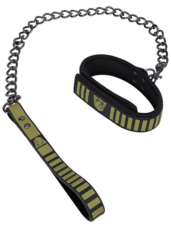 Doc Johnson Fort Troff Tactical Bondage Collar & Leash with Velcro Tech - - Collars and Leads