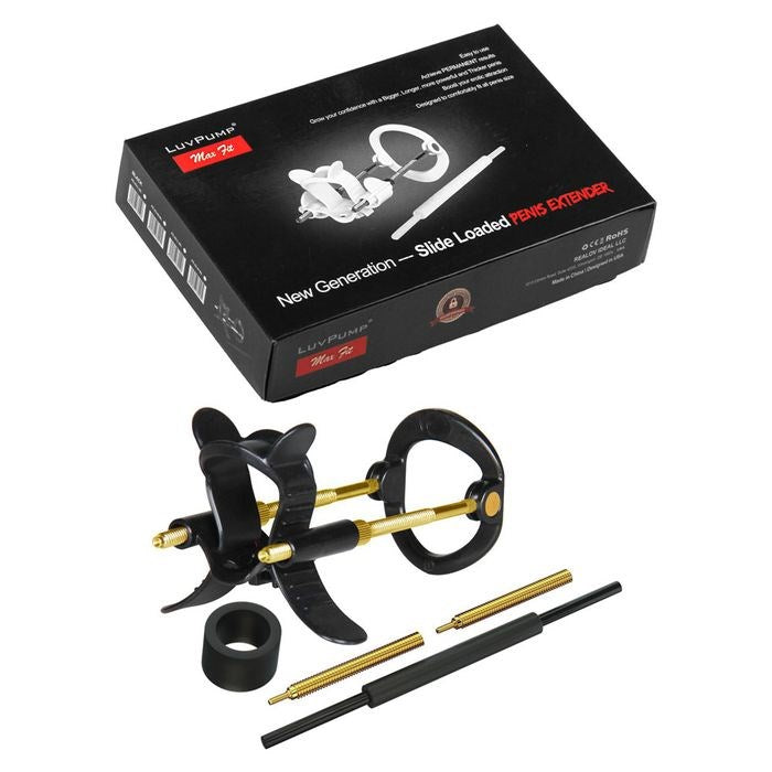 Shots Toys LuvPump Max Fit Hybrid Penis Extender Kit Black Penis Enhancement - - Penis Sleeves and Extenders